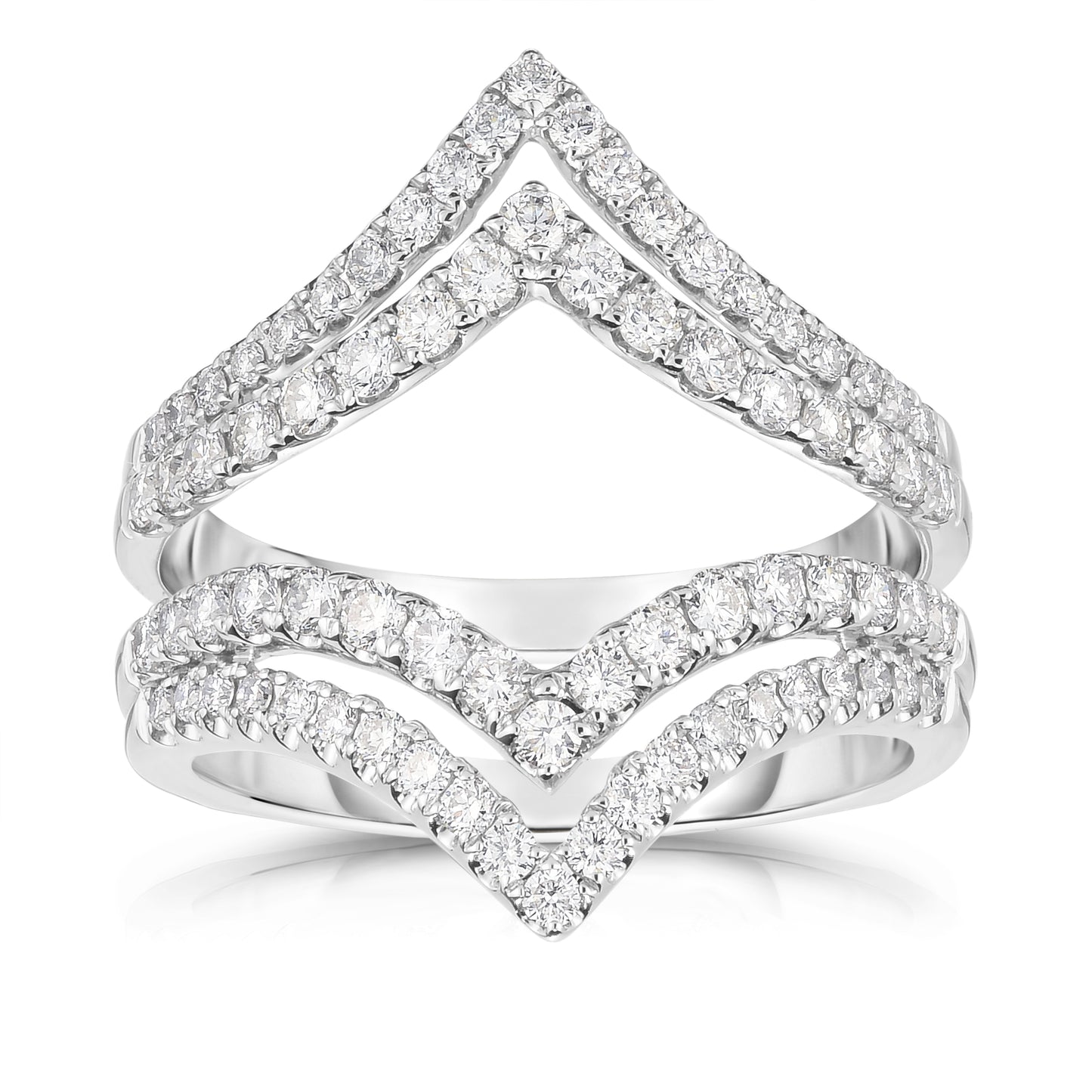 V-Shaped Double Row Band with Split Prong Diamonds