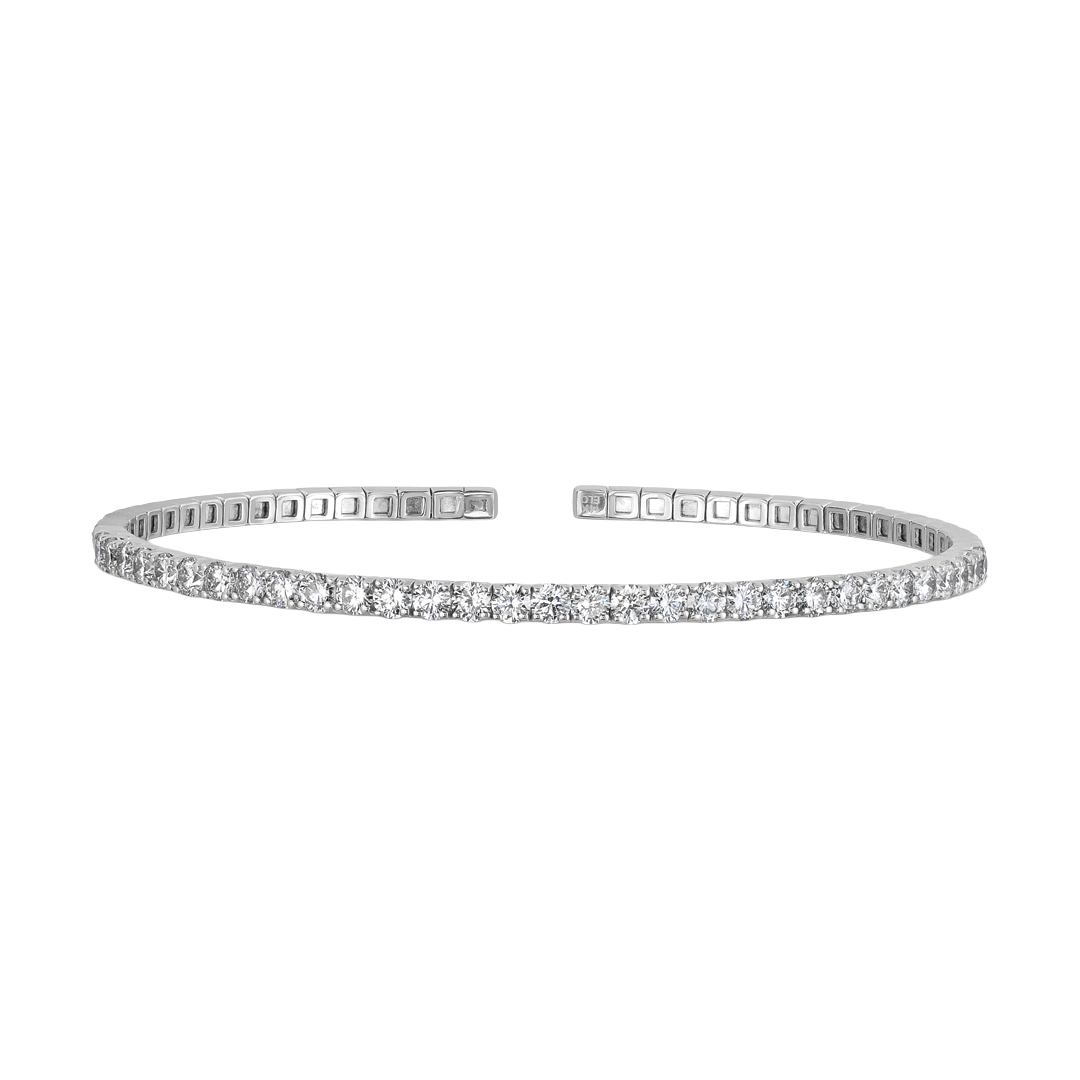 Flexible Diamond Tennis Cuff Bracelet in White Gold
