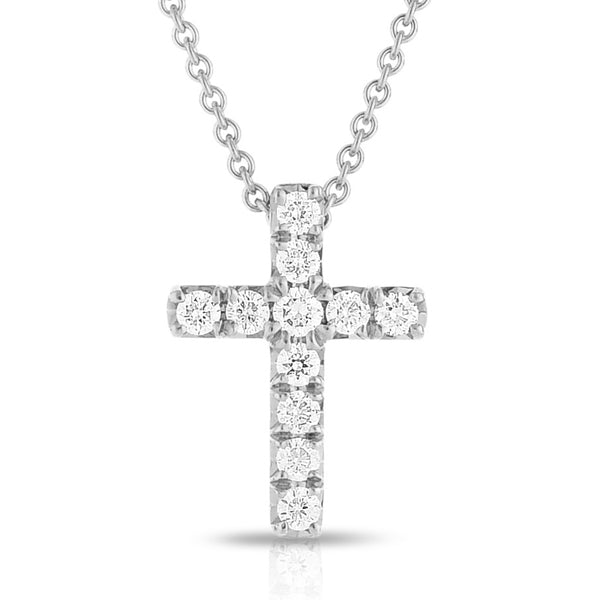 Split Prong Diamond Cross Pendant Necklace