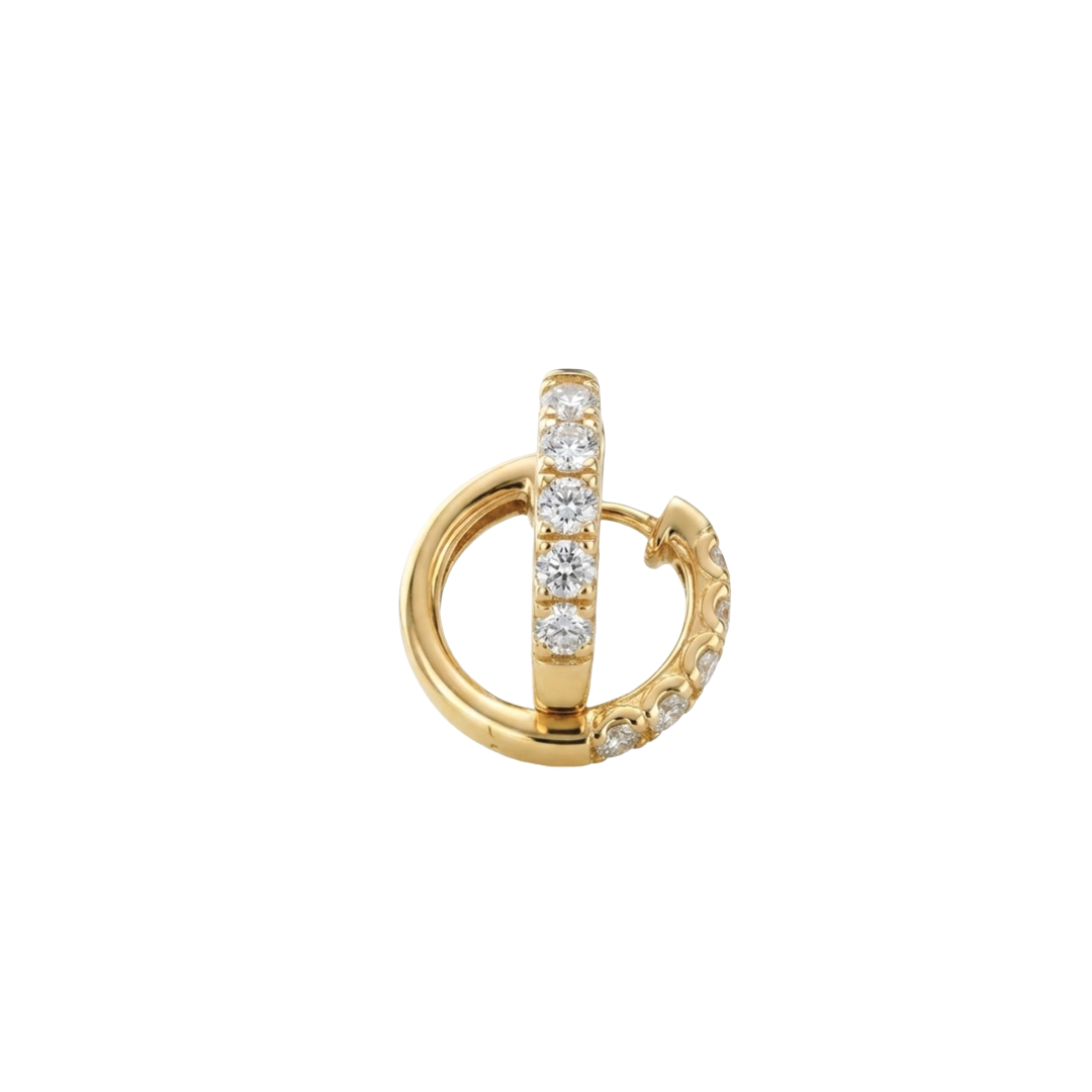 18mm Round Huggie Hoop Earrings with Diamonds