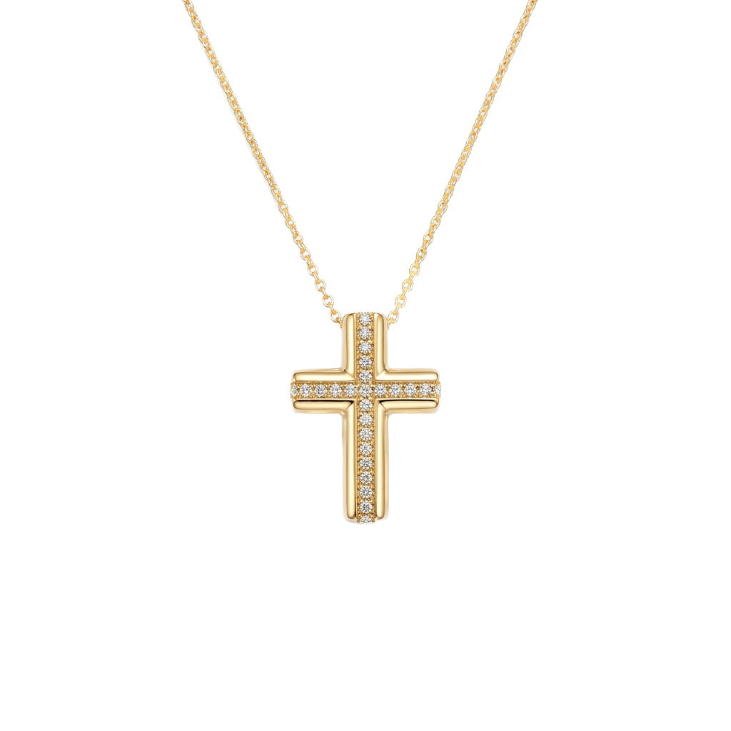 Milgrain Diamond Cross Pendant Necklace