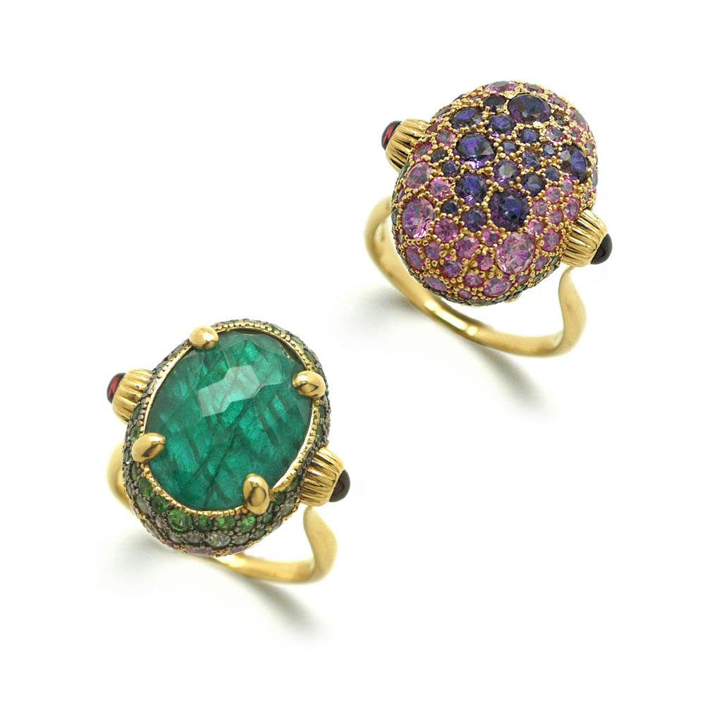 Dancing In The Rain Reverse Ring with Multi Colored Gems