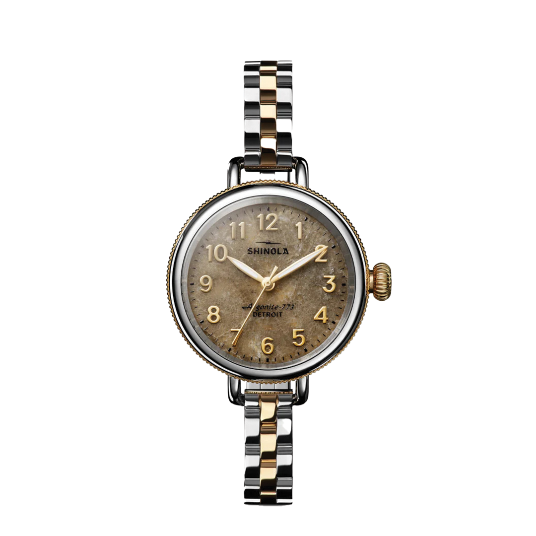 34mm Birdy Watch with Gold Petosky Stone Dial
