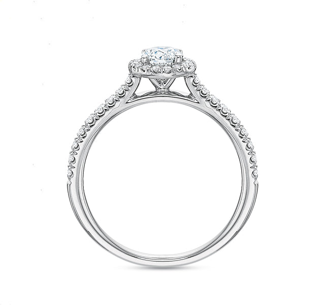Round Halo Engagement Ring .75tw