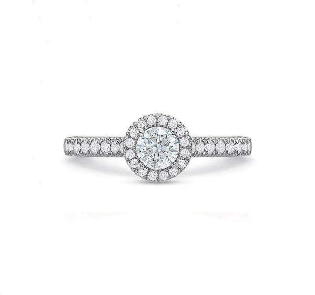Round Halo Engagement Ring .75tw