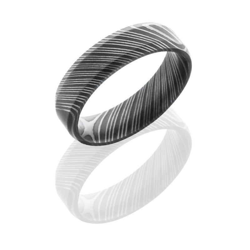 Damascus Steel 7mm Polished Band