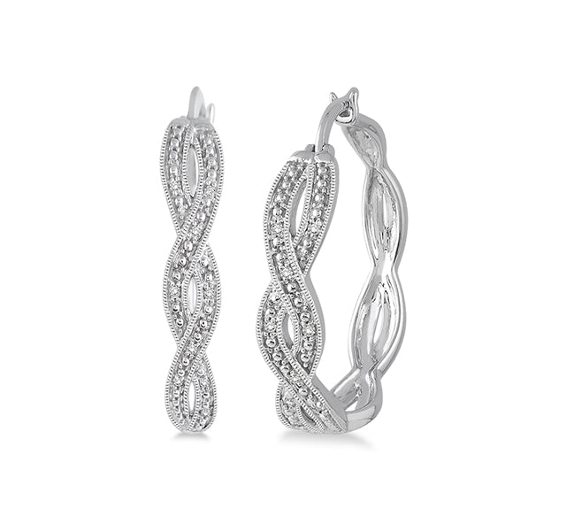 Diamond Infinity Hoops in Sterling Silver
