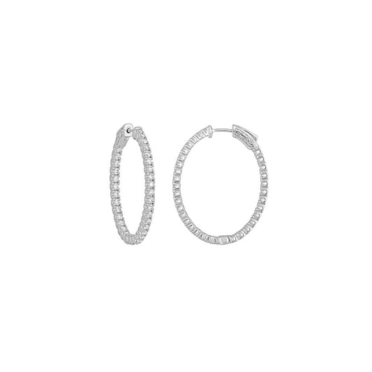 Oval In/Out Hoop Earrings in White Gold