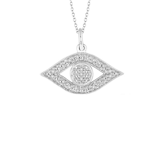 Evil Eye Pendant With Diamonds In Sterling Silver