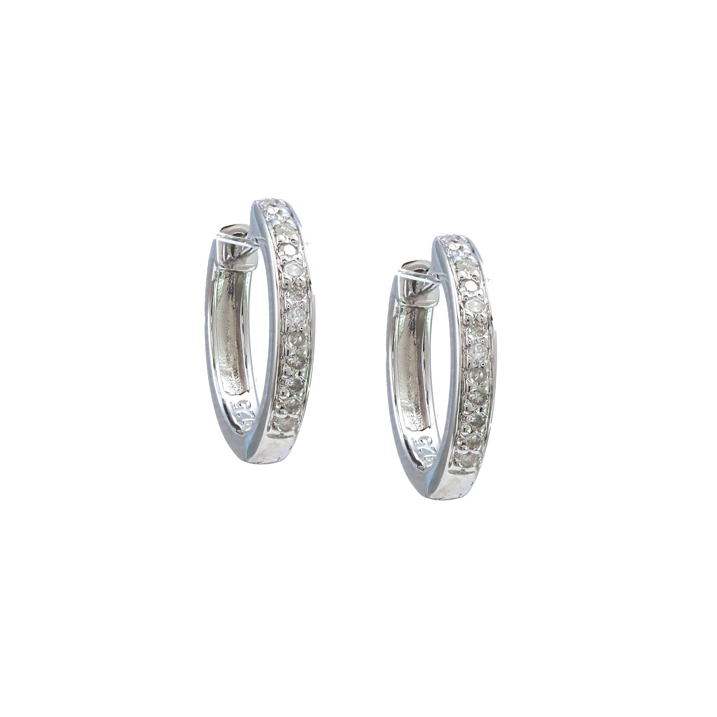 Silver Diamond Hoop Earrings