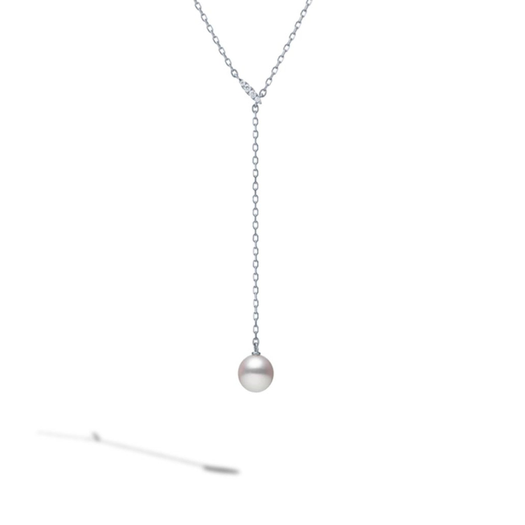 Lariat Necklace with Pearl & Diamonds