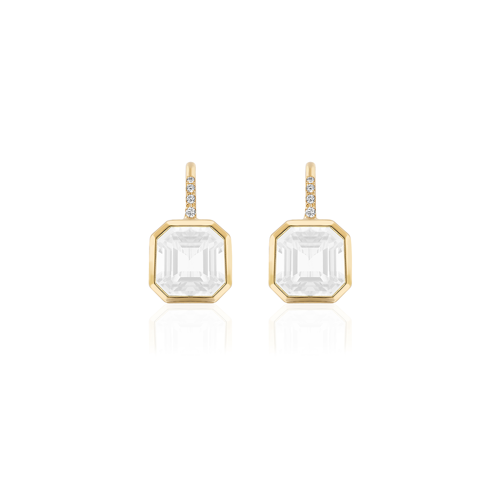 Gossip Moon Quartz Drop Earrings with Diamonds
