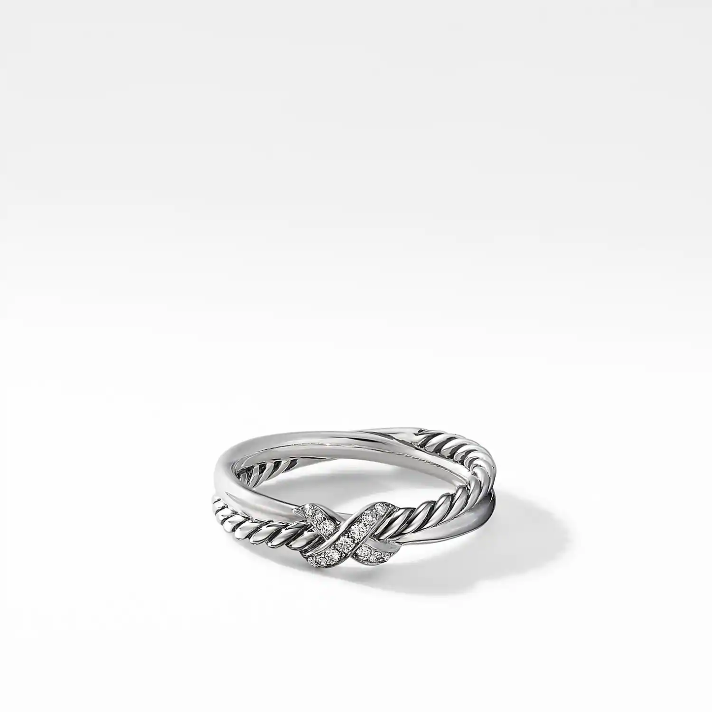 Petite X Ring with Pavé Diamonds
