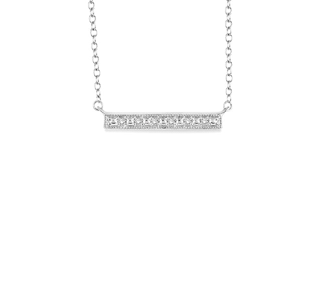 Diamond Bar Necklace in Sterling Silver