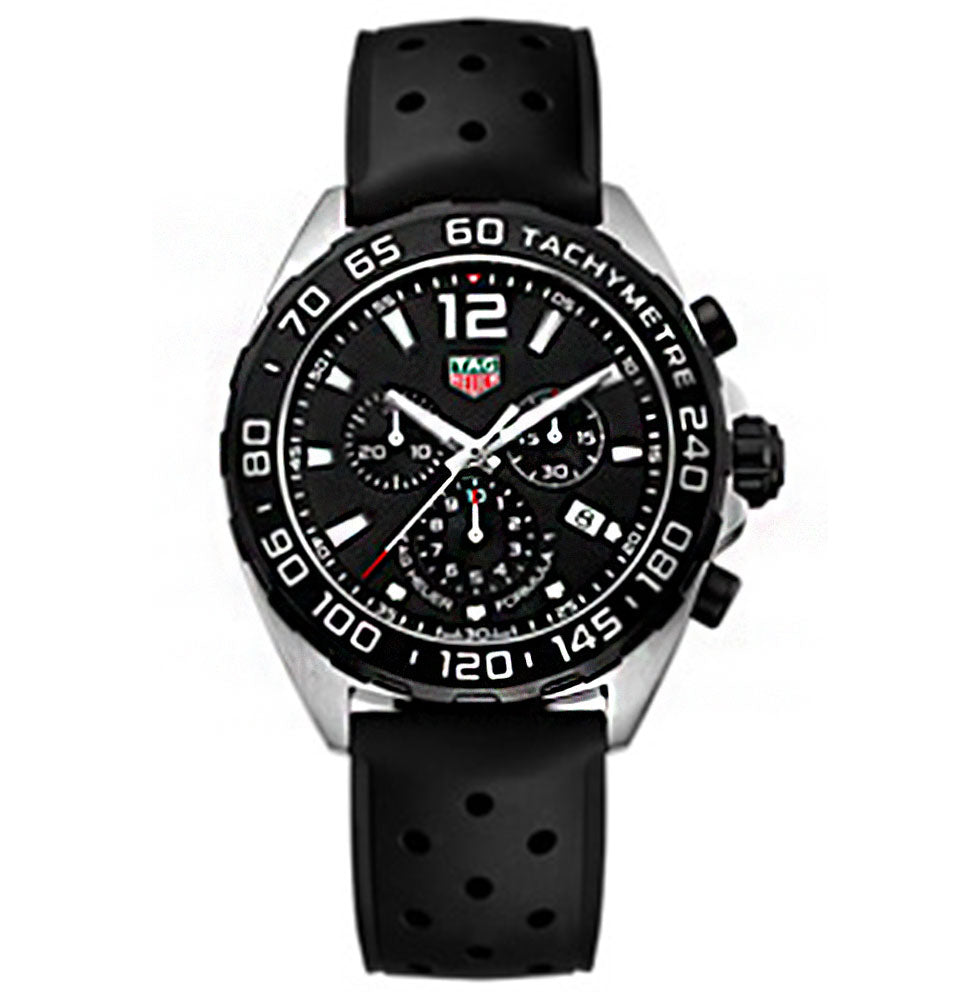 43mm Formula 1 Chronograph Watch with Black Dial & Strap