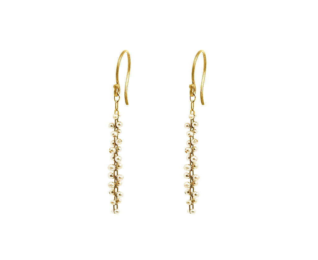 Short Beaded Cluster Earrings in 18K Yellow Gold