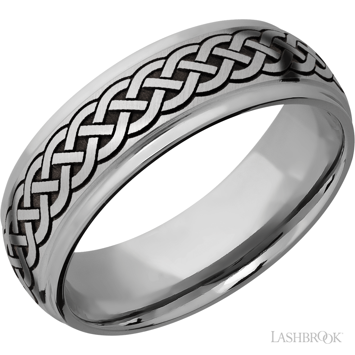 Cobalt Chrome 7mm Band With Celtic Pattern And Grooved Edges