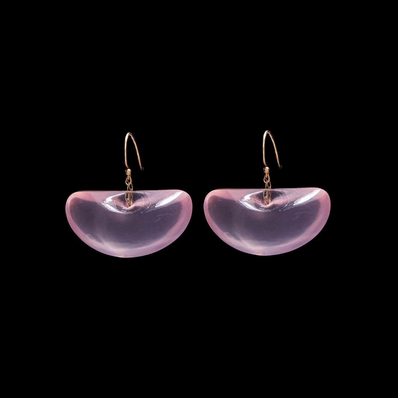 Ginko Leaf Stone Earrings in Rose Quartz