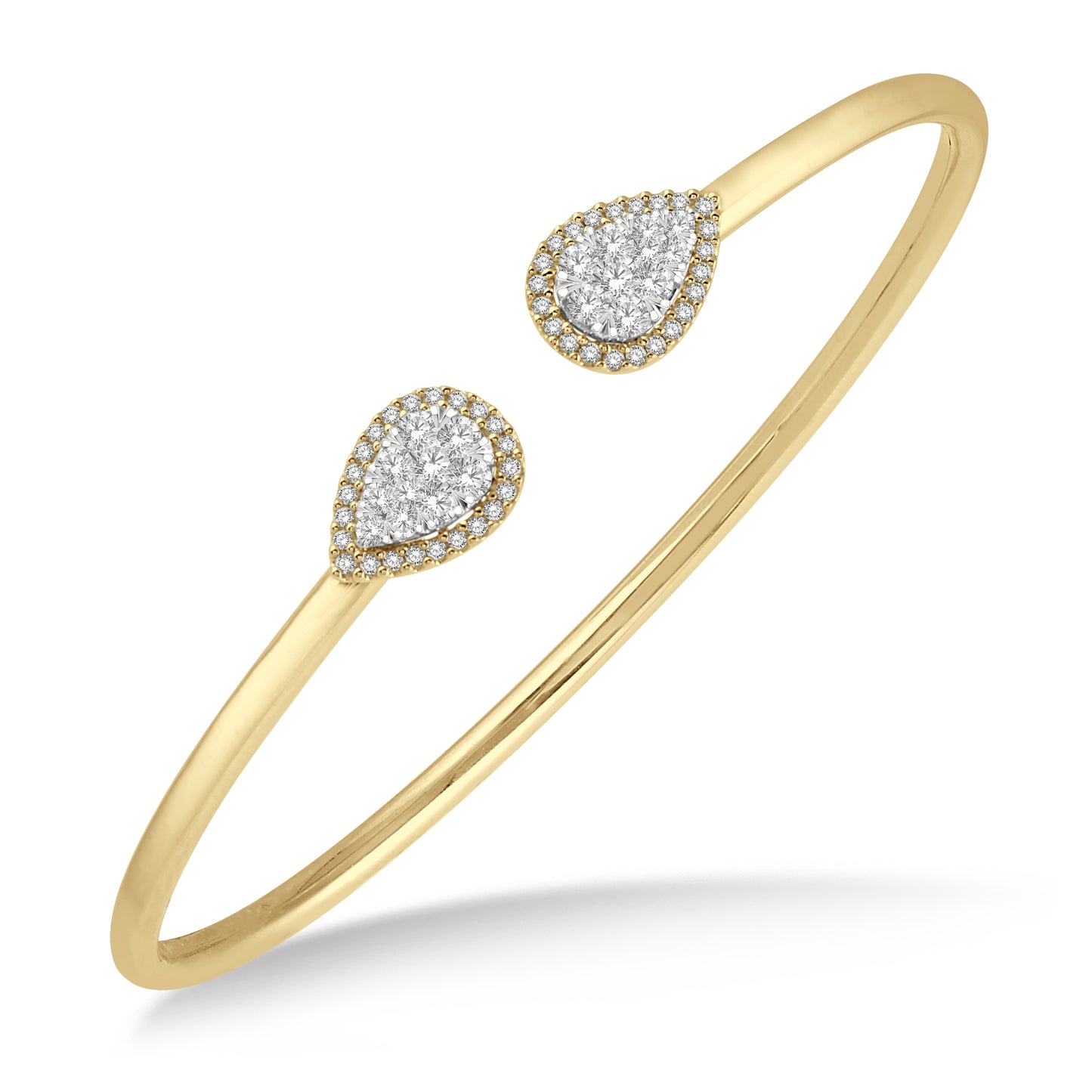Pear Cluster Cuff Bracelet With Diamonds In 14k Yellow Gold