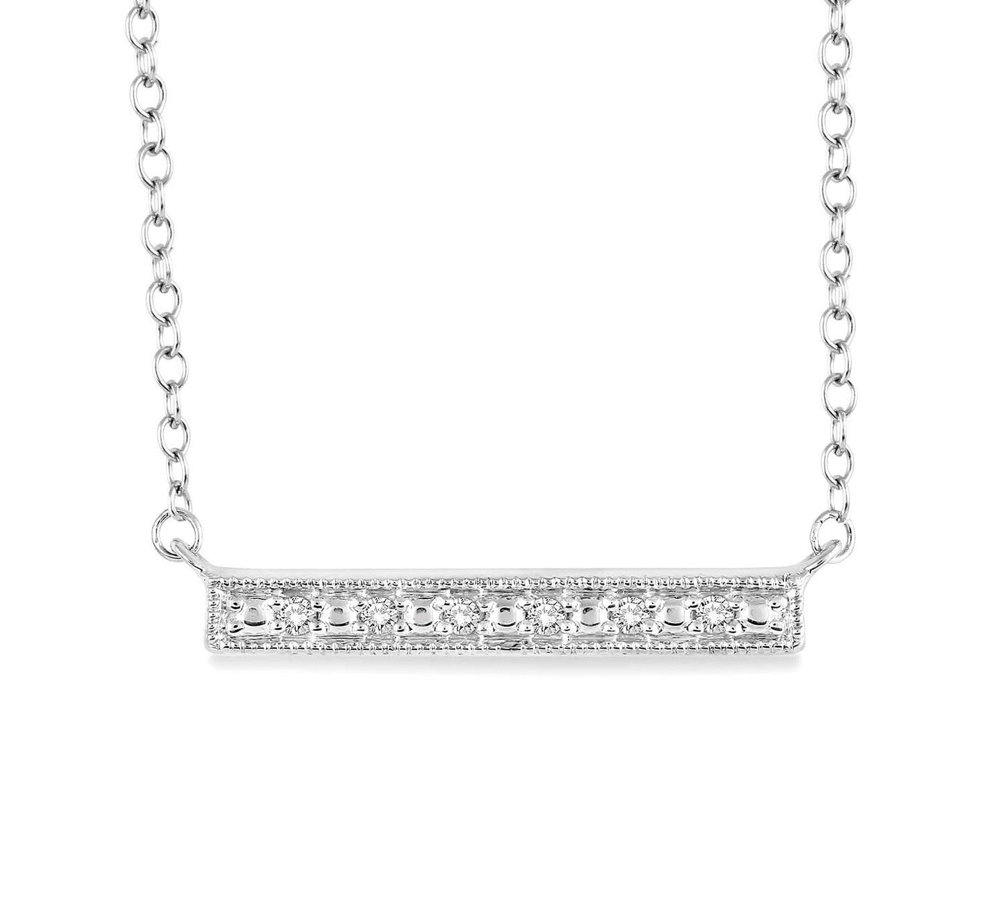Diamond Bar Necklace in Sterling Silver