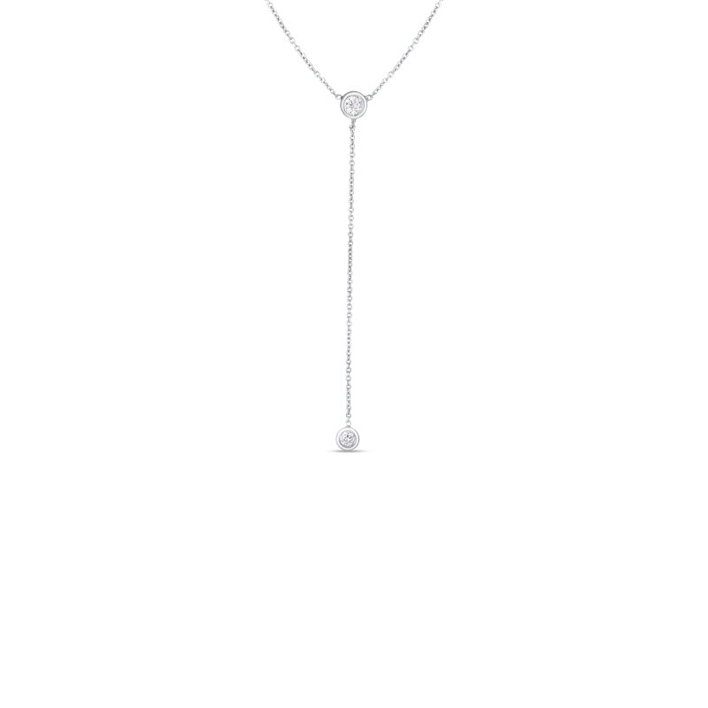 Y Necklace with Two Bezel Set Diamonds