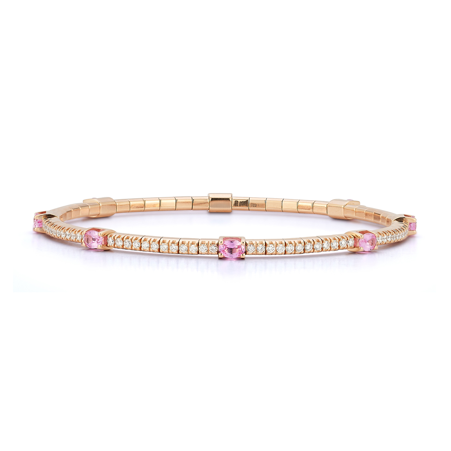 Stretch Bracelet with Oval Pink Sapphire Stations