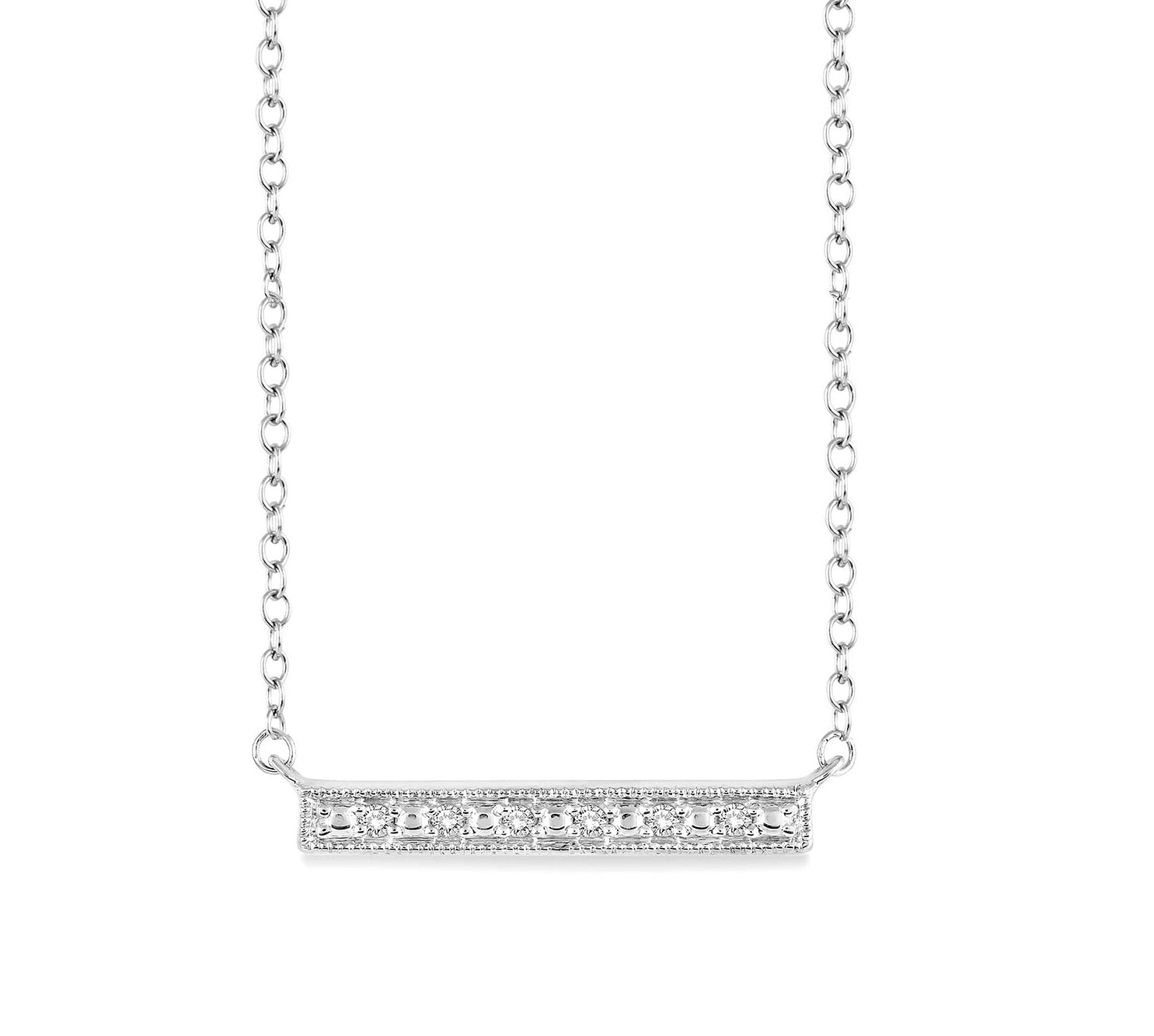 Diamond Bar Necklace in Sterling Silver