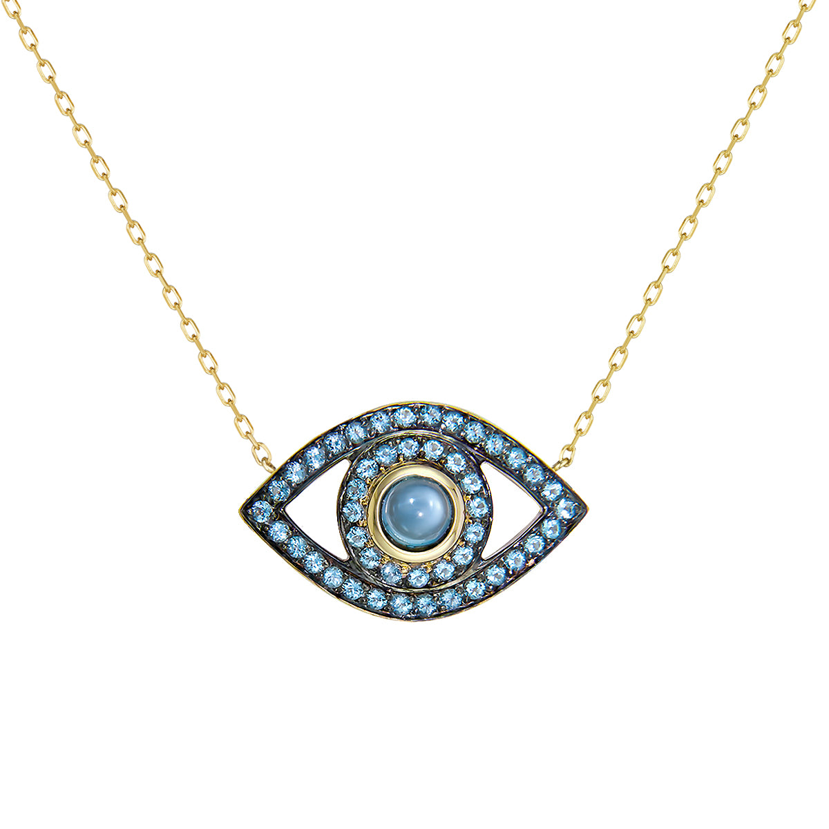 Evil Eye Necklace with Blue Topaz