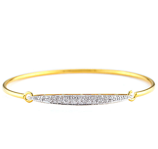 Bangle Bracelet with Diamonds in Gold Plated Sterling Silver