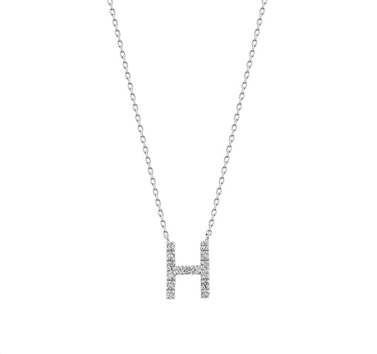 Diamond Letter "H" Necklace in Sterling Silver