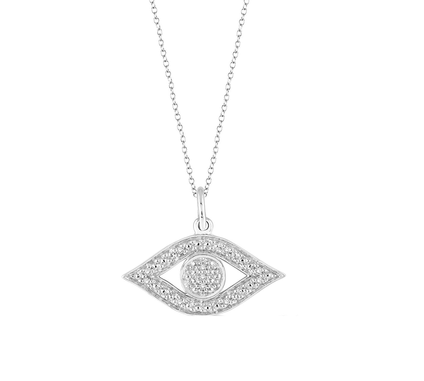 Evil Eye Pendant With Diamonds In Sterling Silver