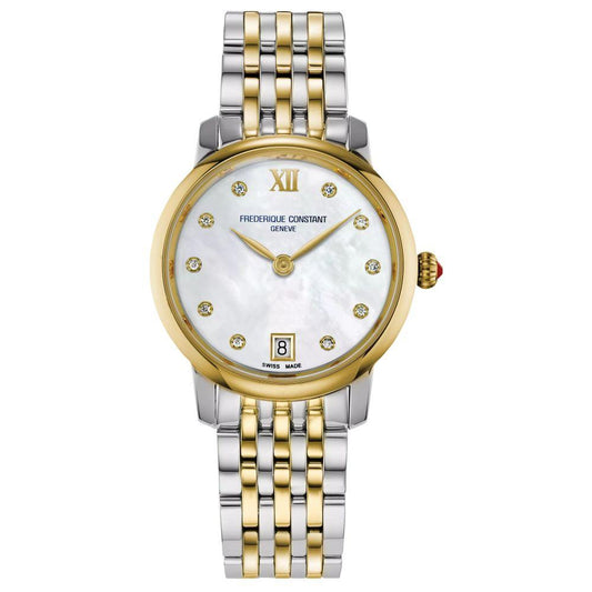 30mm Slimline Ladies Quartz Watch with White Mother of Pearl