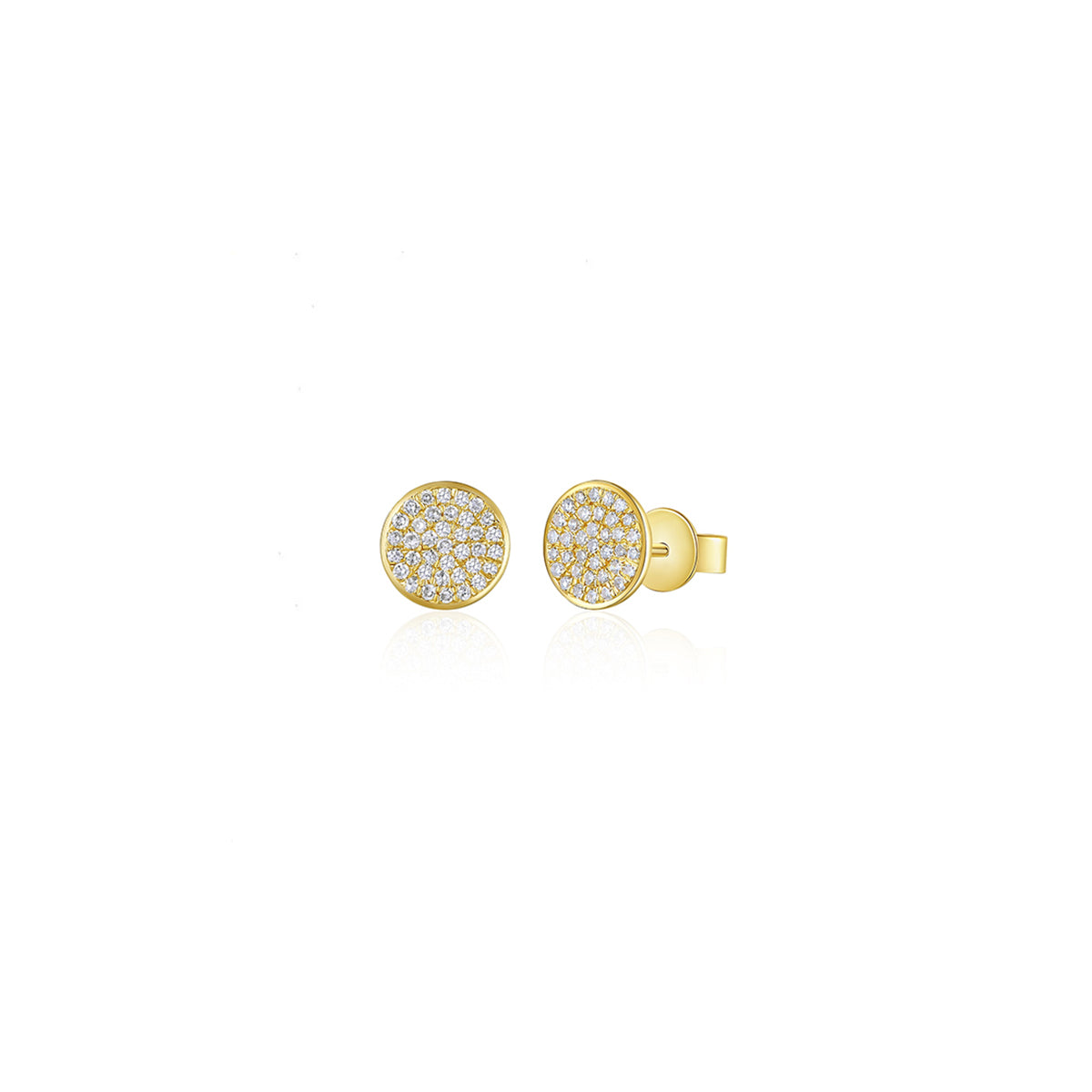 Diamond Pave Disc Earrings in Yellow Gold with Diamonds