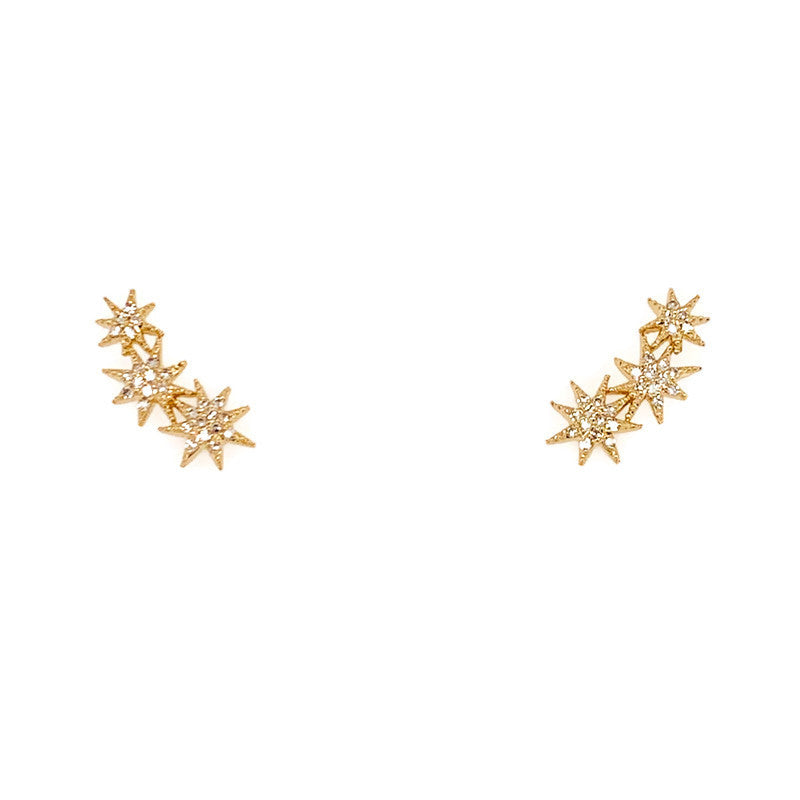 Starburst Diamond Earrings in Yellow Gold
