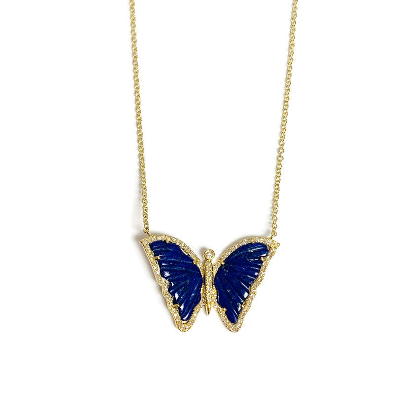 Lapis Butterfly & Diamond Necklace