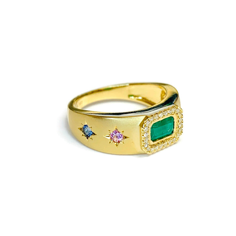 Emerald & Multicolor Sapphire Ring