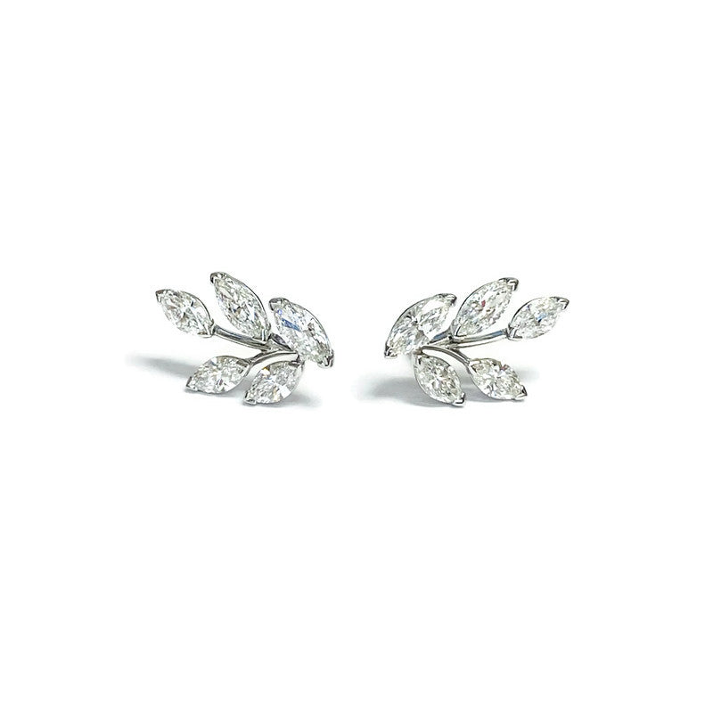 Marquise Diamond Leaves Stud Earrings