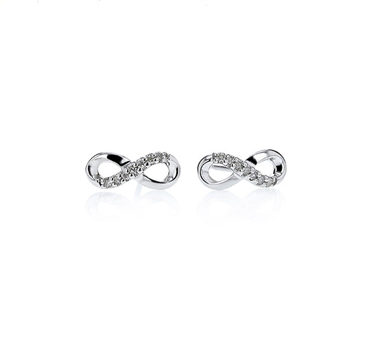 Infinity Earrings with Diamonds in Sterling Silver
