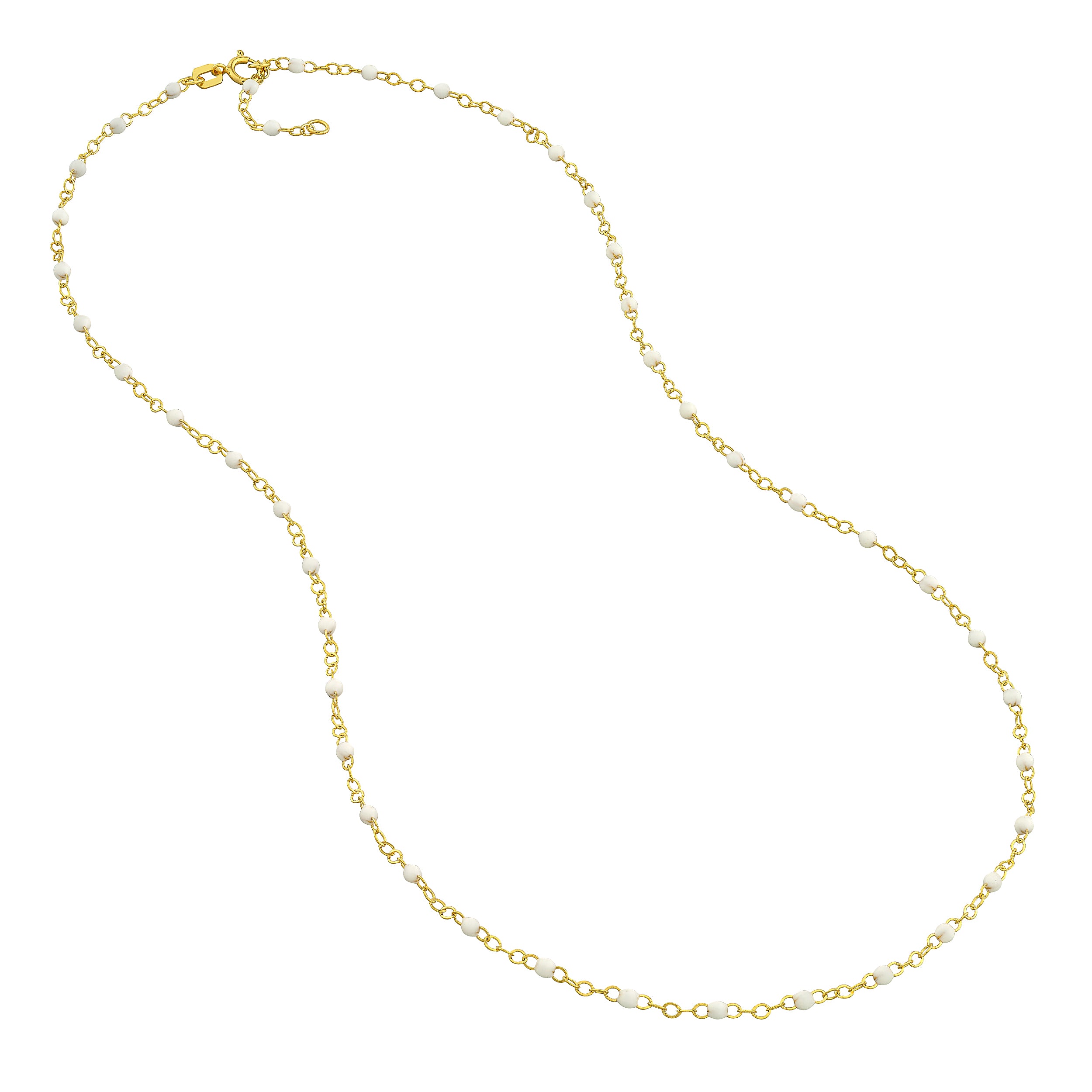 White Enamel Bead Piatto Chain Necklace
