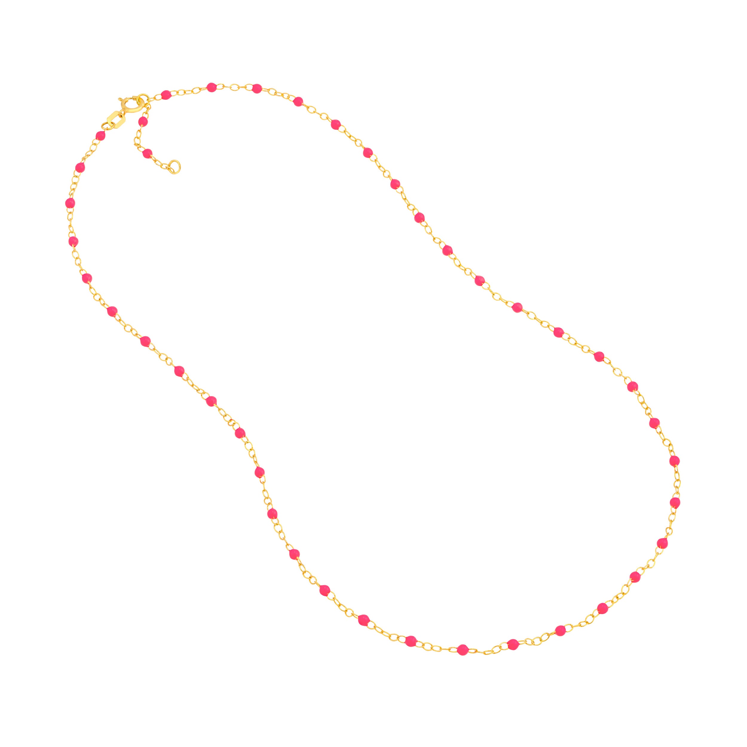 Neon Pink Enamel Bead Piatto Chain Necklace