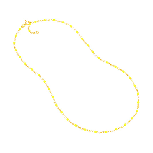 Neon Yellow Enamel Bead Piatto Chain Necklace