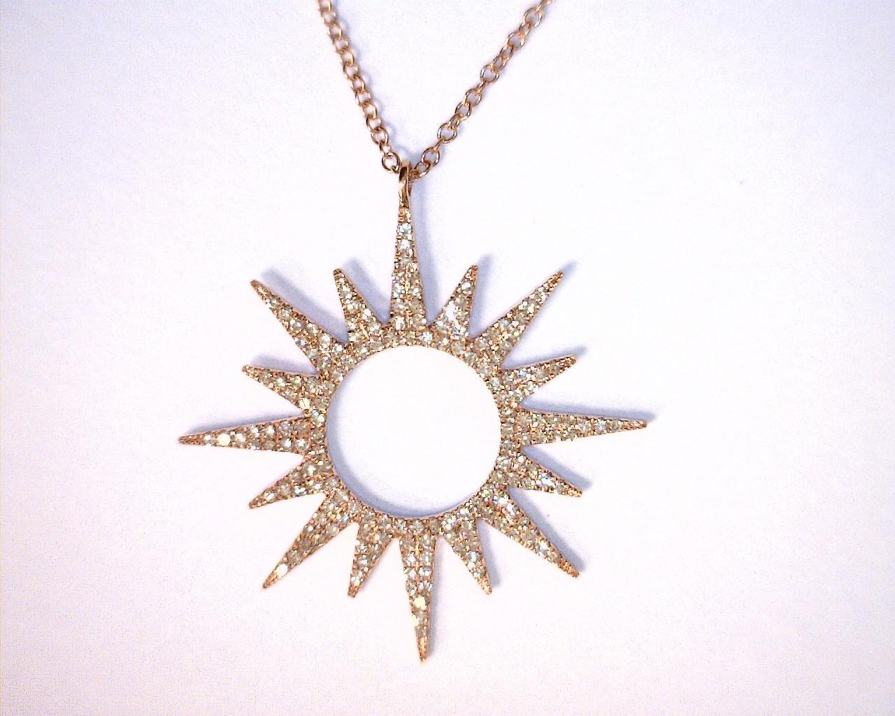 Diamond Starburst Pendant Necklace in Rose Gold