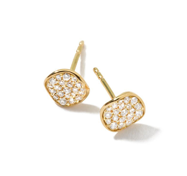 Mini Flower Stud Earrings In 18K Gold With Diamonds
