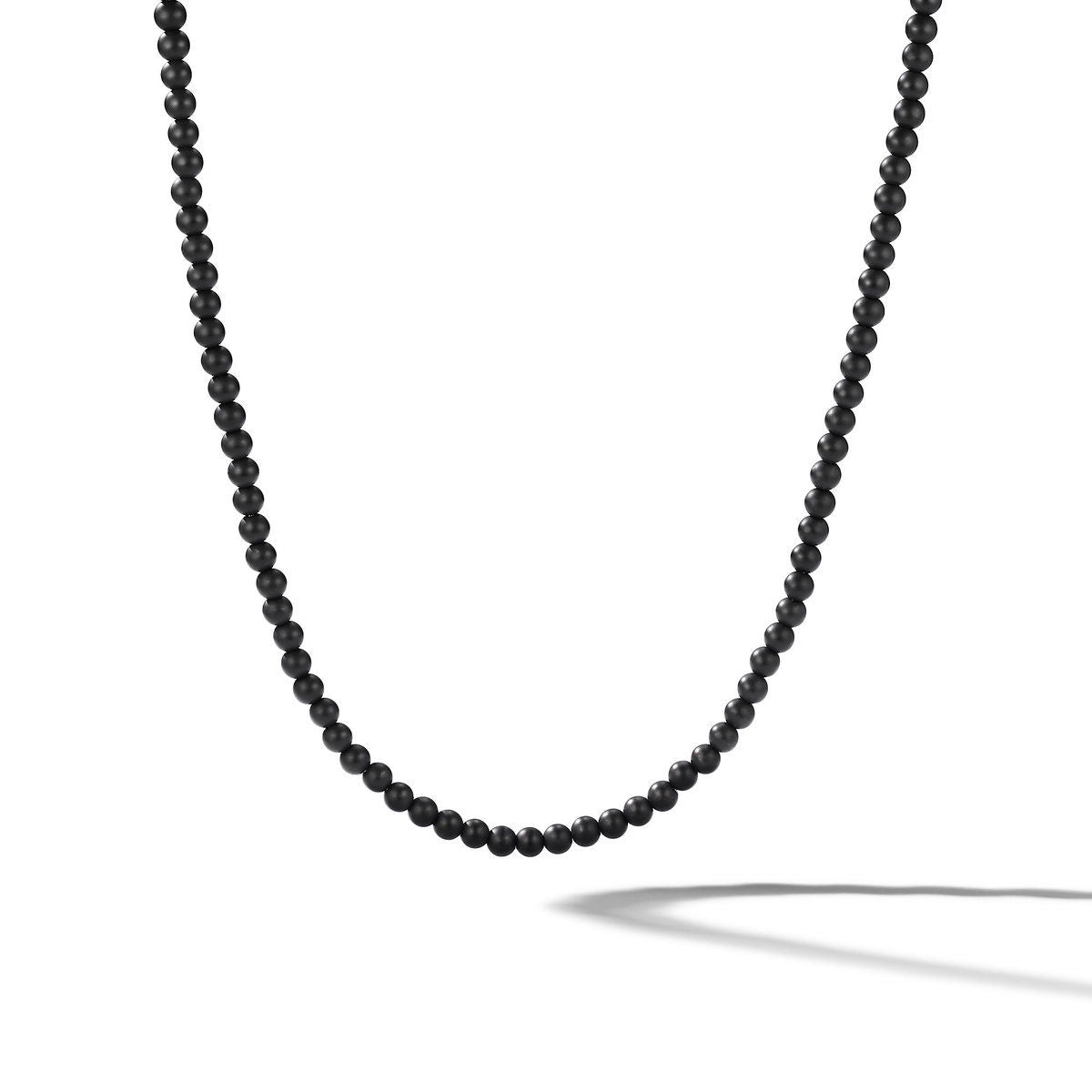 Spiritual Beads Necklace in Sterling Silver with Black Onyx