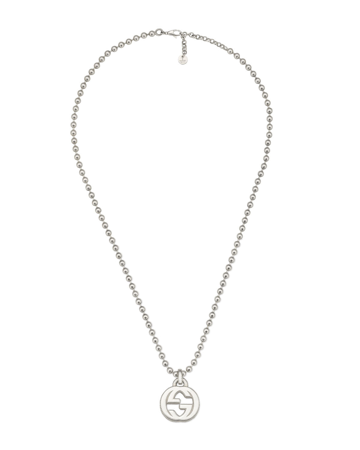 Boule Chain with Interlocking G Pendant in Sterling Silver