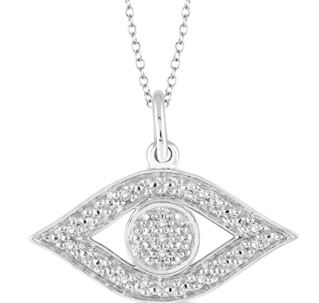 Evil Eye Pendant With Diamonds In Sterling Silver