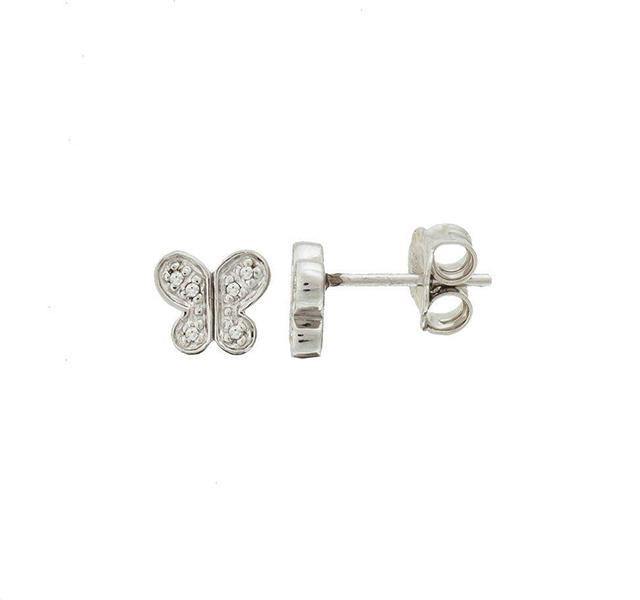 Diamond Butterfly Earrings in Sterling Silver