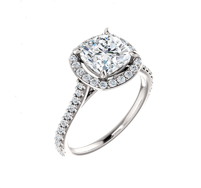 Cushion Halo with Round Center and side diamonds