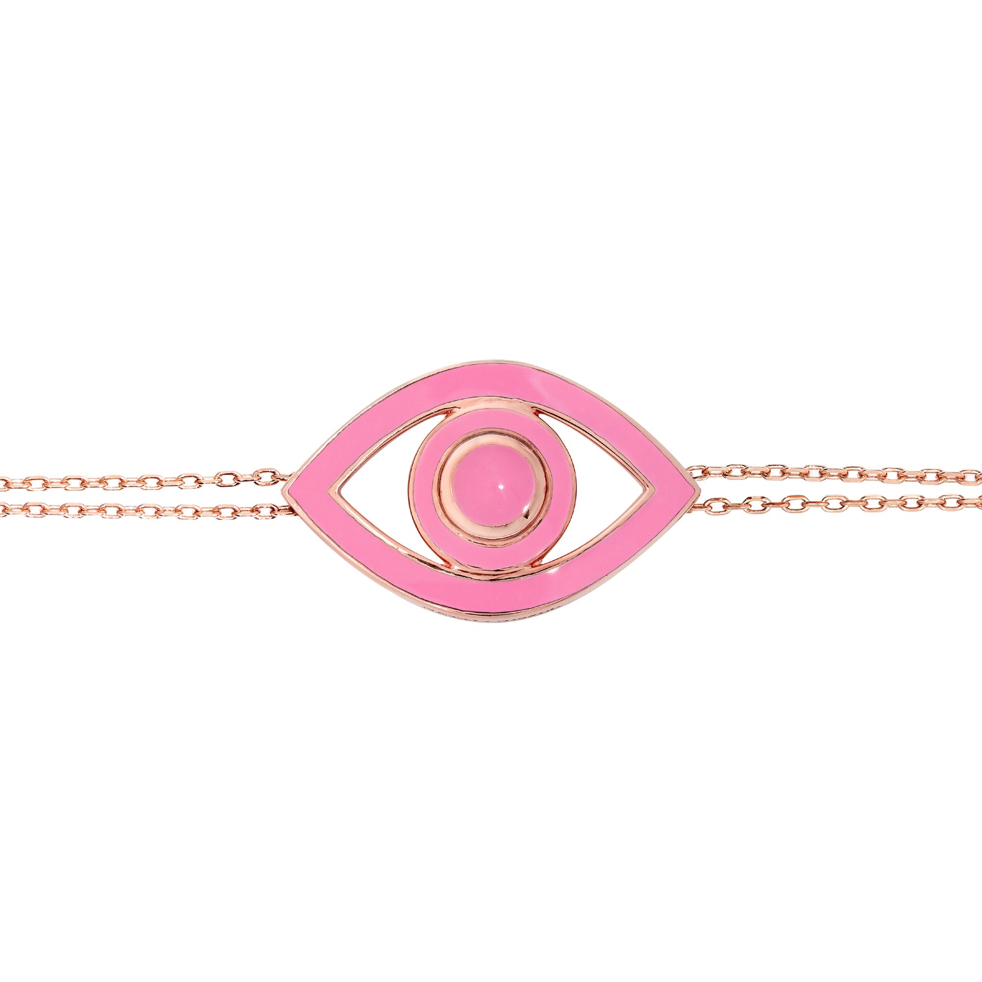 Big Evil Eye Bracelet with Really Pink Enamel