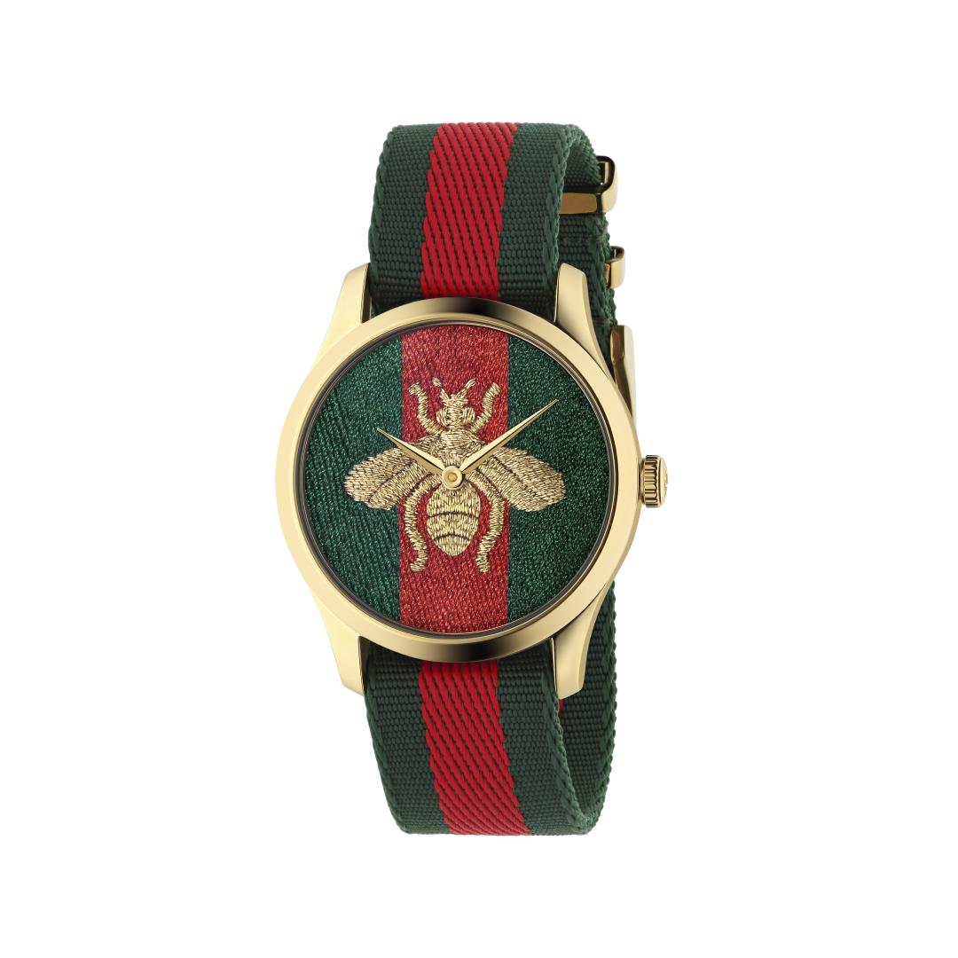 G-Timeless Watch with Green & Red Nylon Dial